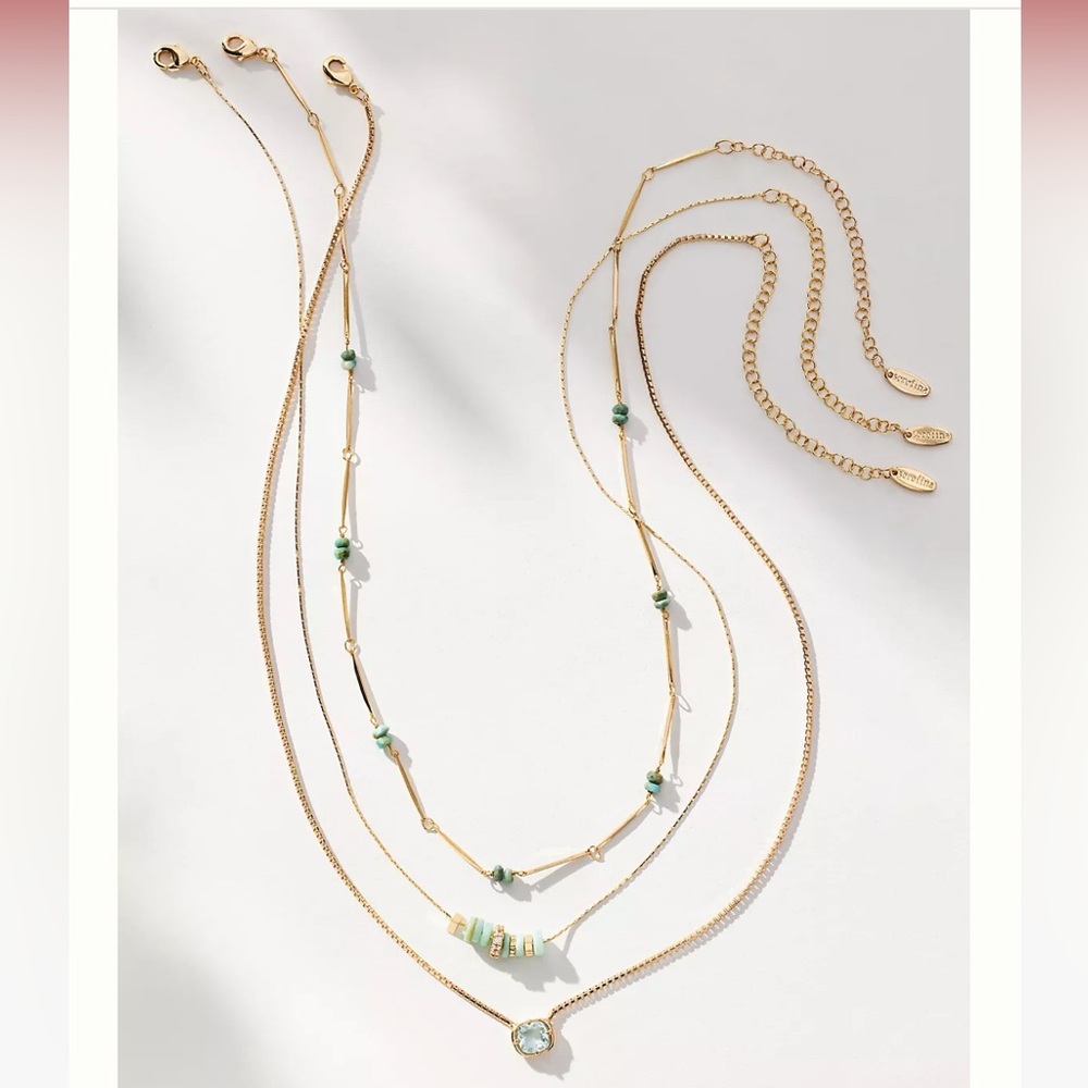 NWT Anthropologie Beaded Shell & Crystal Necklaces, Set of 3